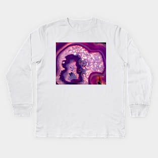 Purple Geode Crystal Kids Long Sleeve T-Shirt